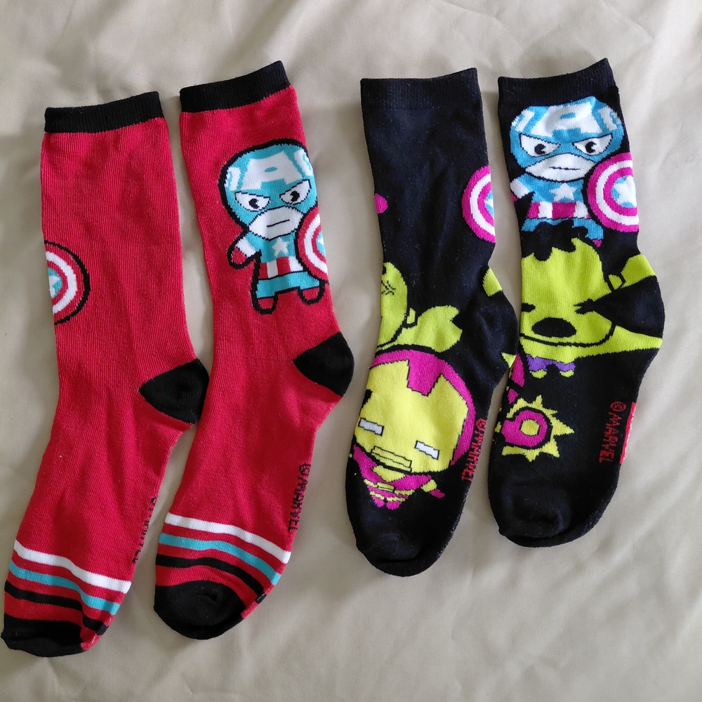 Marvel Heroic Crew Socks Captain American & Ironman NWOT